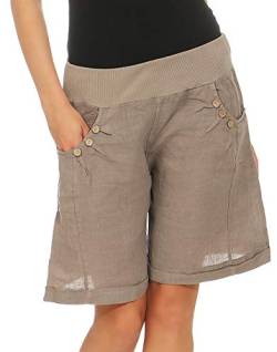 Malito Damen Bermuda aus Leinen | Shorts für den Strand | lässige Kurze Hose | Pants - Hotpants 8024 (Fango, XL) von malito more than fashion
