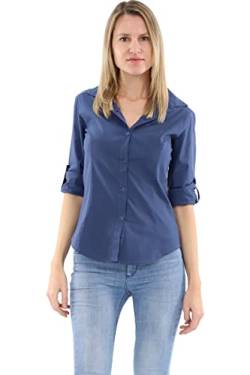 Malito Damen Bluse klassisch | Tunika mit ¾ Armen | Blusenshirt auch Langarm tragbar | Elegant - Shirt 8030 (Jeansblau, XL) von malito more than fashion