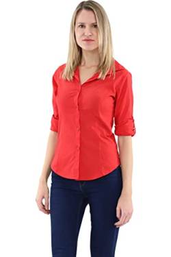 Malito Damen Bluse klassisch | Tunika mit ¾ Armen | Blusenshirt auch Langarm tragbar | Elegant - Shirt 8030 (M, rot) von malito more than fashion