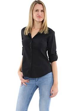 Malito Damen Bluse klassisch | Tunika mit ¾ Armen | Blusenshirt auch Langarm tragbar | Elegant - Shirt 8030 (schwarz, M) von malito more than fashion