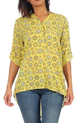 Malito Damen Bluse mit Print | Tunika mit ¾ Armen | Blusenshirt auch Langarm tragbar | Elegant - Shirt 6703 (gelb) von malito more than fashion