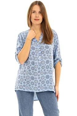 Malito Damen Bluse mit Print | Tunika mit ¾ Armen | Blusenshirt auch Langarm tragbar | Elegant - Shirt 6703 (hellblau-2) von malito more than fashion