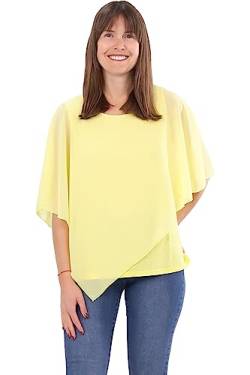 Malito - Damen Chiffonbluse - kaschierendes Fledermaus Shirt - asymmetrische Tunika mit lockerer Passform - blickdichte Bluse im Poncho Style 10732 (34-44 | gelb) von malito more than fashion