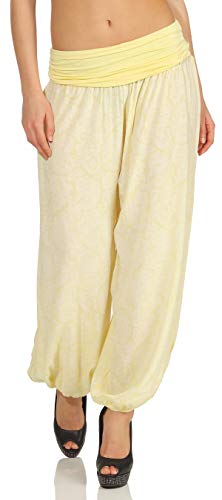 Malito - Damen Haremshose mit Orient Print - Pumphose aus Baumwolle - Stoffhose zum Tanzen, Chillen & Yoga - Aladinhose 8580 (hellgelb) von malito more than fashion