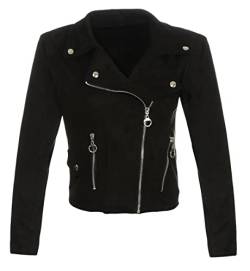 Malito Damen Jacke | Velours Jacke | Biker Jacke mit Reißverschluss | Faux Leather - leichte Jacke 19617 (schwarz, XL) von malito more than fashion