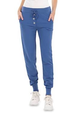 Malito - Damen Jogginghose im Classic Look - Sporthose in Unifarben - Baggy zum Tanzen - Sweatpants - Trainingshose 8021-G (Jeansblau M) von malito more than fashion