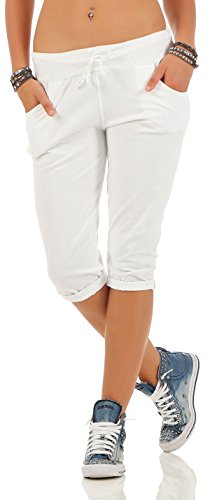 Malito - Damen Kurze Jogginghose - lässige Boyfriendhose - Sweatpants in Unifarben - Freizeithose für den Alltag 83701 OneSize (weiß) von malito more than fashion
