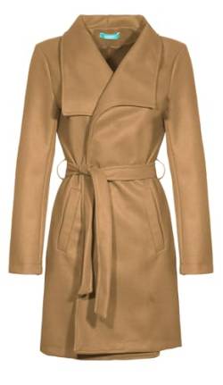 malito – Damen Trenchcoat einfarbig mit Gürtel & Taschen – klassischer Mantel für Herbst & Winter – schicker Übergangsmantel 15142 (Camel | Größe L) von malito more than fashion