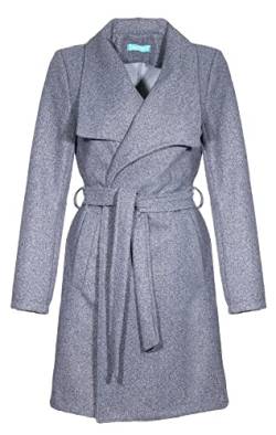 malito – Damen Trenchcoat einfarbig mit Gürtel & Taschen – klassischer Mantel für Herbst & Winter – schicker Übergangsmantel 15142 (Hellgrau | Größe L) von malito more than fashion