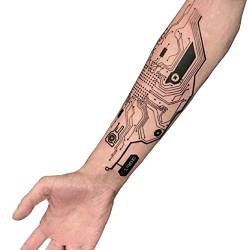 Future Cyber Temporäre Fake Tattoo Sticker, Human Body Circuit Board für Cuberpunk 2077 Fans Saft Tattoo Aufkleber (Set von 2) von malyituk