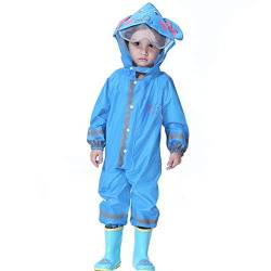 mama stadt Kinder Regenoverall Jungen Mädchen Regenanzug Reflektierender Regenmantel 100% Wasserdicht Regenfest Regenjacke Regen Overall, Elefantenblau/S (2-4 Jahre) von mama stadt