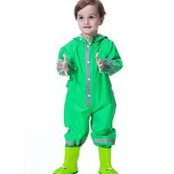 mama stadt Kinder Regenoverall Jungen Mädchen Regenanzug Reflektierender Regenmantel 100% Wasserdicht Regenfest Regenjacke Regen Overall, Frosch Grün/L (6-8 Jahre) von mama stadt