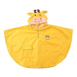 mama stadt Kinder Regenponcho Unisex Regencape Mädchen Jungen 100% Regensichere Regen Poncho Regenmantel Regenjacke Kinder Wasserdicht Atmungsaktiv, Gelbes Kalb/L (4-6 Jahre) von mama stadt