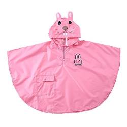 mama stadt Kinder Regenponcho Unisex Regencape Mädchen Jungen 100% Regensichere Regen Poncho Regenmantel Regenjacke Kinder Wasserdicht Atmungsaktiv, Rosa Hase/L (4-6 Jahre) von mama stadt