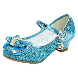 mama stadt Prinzessin Schuhe Mädchen Glitzer Schuhe Kinder Stöckelschuhe Mädchen Pailletten Prinzessin Cosplay Schuhe Partys Hochzeiten Klett Sandalen Elegante Mädchen Schuhe mit Absatz, Blau/ 33 von mama stadt