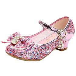 mama stadt Prinzessin Schuhe Mädchen Glitzer Schuhe Kinder Stöckelschuhe Pailletten Cosplay Schuhe Partys Hochzeiten Klett Sandalen Elegante Mädchen Schuhe mit Absatz, Rosa/ 26 von mama stadt