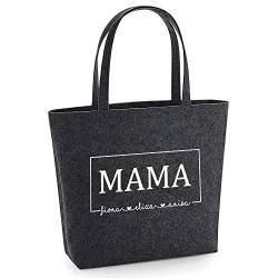 Filztasche personalisiert Oma oder Mama Tasche mit Kindernamen - Geschenk Geburtstag Muttertag (anthrazit - Rahmendesign) von mamir home