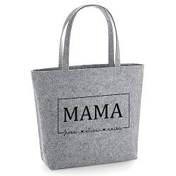 Filztasche personalisiert Oma oder Mama Tasche mit Kindernamen - Geschenk Geburtstag Muttertag (grau - Rahmendesign) von mamir home