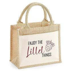 mamir home Jute Tasche ENJOY THE Lillet THINGS | Geschenktasche JGA Junggesellenabschied | kleine Geschenktasche Freundin Gartenparty (Lillet) von mamir home