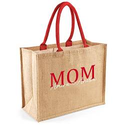 mamir home Jutetasche personalisiert MOM Name Kinder, Shopper groß, Einkaufstasche Geschenk von mamir home