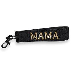 mamir home Schlüsselanhänger personalisiert mit Namen - Mama Oma Papa Opa Geschenk Geburtstag - Mann Frau Schlüsselband (Schwarz mit schwarzem Ring) von mamir home