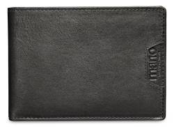 Mano Don Marco Geldbörse mit Klappe Leder - Portemonnaie Herren Damen Querformat Schwarz - Geldbeutel Portmonee Wallet Brieftasche Portmonaise von mano