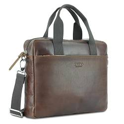 mano Don Paolo Leder Businesstasche für Damen und Herren, Businesstasche Arbeitstasche Aktentasche Bürotasche, Braun von mano