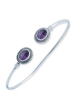 Armband 925 Silber Amethyst lila Stein Edelstein Armreif Silber Damen Sterling Silber Geschenk (MAR-002-01) von mantraroma