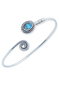 Armband 925 Silber Labradorit grün blauer Stein Edelstein Armreif Silber Damen Sterling Silber Geschenk (MAR-001-05) von mantraroma