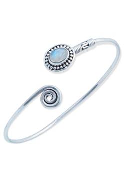 mantraroma Armband 925 Silber Mondstein weißer Stein schimmer Edelstein Armreif Silber Damen Sterling Silber Geschenk (MAR-001-04) von mantraroma