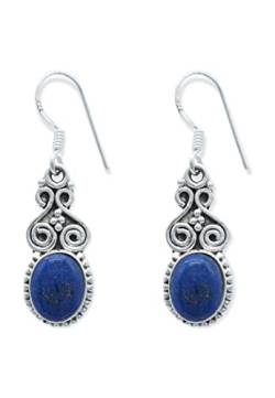 Ohrringe 925 Silber Lapis Lazuli blauer Stein Edelstein Ohrhänger echt Silber Damen Sterling Silber Hänger Geschenk (MOH-077-06) von mantraroma