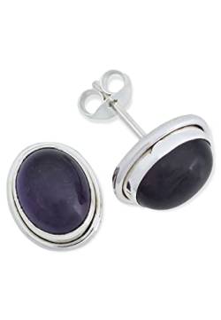 Ohrstecker 925 Silber Amethyst lila Stein Edelstein Ohrringe echt Silber Damen Sterling Silber Stecker Geschenk(MOS-064-01) von mantraroma