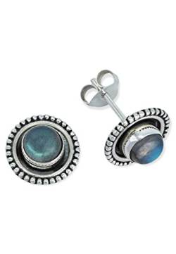 Ohrstecker 925 Silber Labradorit grün blauer Stein Edelstein Ohrringe echt Silber Damen Sterling Silber Stecker Geschenk(MOS-080-05) von mantraroma