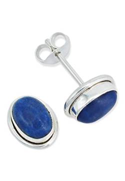 Ohrstecker 925 Silber Lapis Lazuli blauer Stein Edelstein Ohrringe echt Silber Damen Sterling Silber Stecker Geschenk(MOS-039-06) von mantraroma