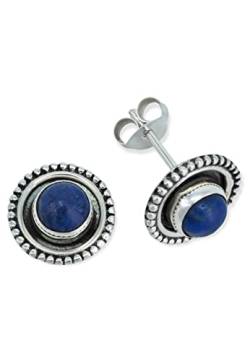 Ohrstecker 925 Silber Lapis Lazuli blauer Stein Edelstein Ohrringe echt Silber Damen Sterling Silber Stecker Geschenk(MOS-080-06) von mantraroma