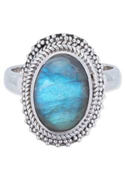 Ring 925 Silber Labradorit grün blauer Stein Edelstein echt Silber Damen Sterling Silber Geschenk (MRG-097-05-(55)) von mantraroma