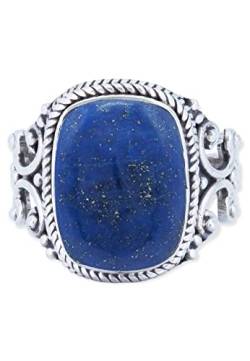 Ring 925 Silber Lapis Lazuli blauer Stein Edelstein echt Silber Damen Sterling Silber Geschenk (MRG-071-06-(62)) von mantraroma