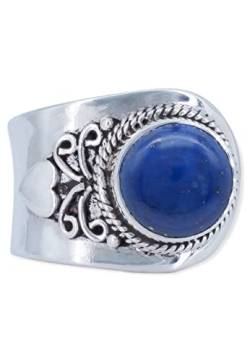 Ring 925 Silber Lapis Lazuli blauer Stein größenverstellbar Edelstein echt Silber Damen Sterling Silber Geschenk (MRV-061-06) von mantraroma