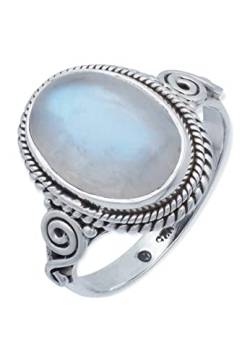 Ring 925 Silber Mondstein weißer Stein schimmer Edelstein echt Silber Damen Sterling Silber Geschenk (MRG-066-04-(52)) von mantraroma