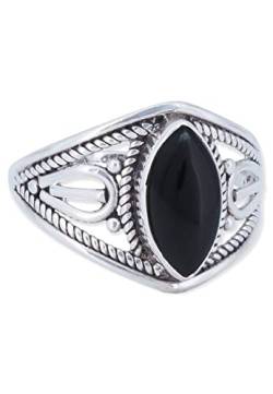 Ring 925 Silber Onyx schwarzer Stein Edelstein echt Silber Damen Sterling Silber Geschenk (MRG-070-03-(54)) von mantraroma
