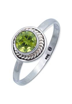 Ring 925 Silber Peridot leuchtend grüner Stein Edelstein echt Silber Damen Sterling Silber Geschenk (MRG-114-59-(60)) von mantraroma