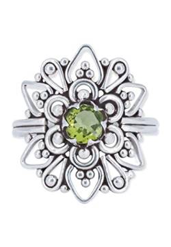 Ring 925 Silber Peridot leuchtend grüner Stein Edelstein echt Silber Damen Sterling Silber Geschenk (MRG-174-59-(60)) von mantraroma