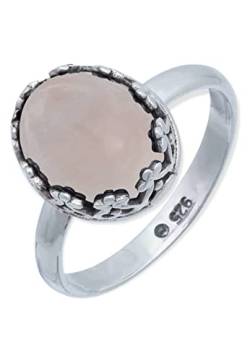 Ring 925 Silber Rosenquarz rosa Stein Edelstein echt Silber Damen Sterling Silber Geschenk (MRG-185-07-(54)) von mantraroma