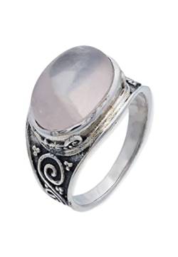 Ring 925 Silber Rosenquarz rosa Stein Edelstein echt Silber Damen Sterling Silber Geschenk (MRG-233-07-(58)) von mantraroma