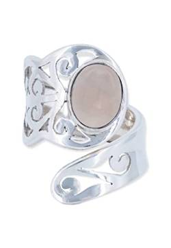 Ring 925 Silber Rosenquarz rosa Stein größenverstellbar Edelstein echt Silber Damen Sterling Silber Geschenk (MRV-063-07) von mantraroma