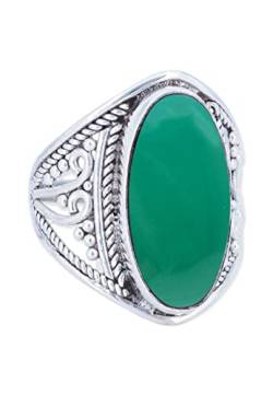 Ring 925 Silber grüner Onyx Stein Edelstein echt Silber Damen Sterling Silber Geschenk (MRG-083-14-(62)) von mantraroma