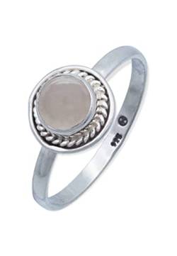 mantraroma Ring 925 Silber Rosenquarz rosa Stein Edelstein echt Silber Damen Sterling Silber Geschenk (MRG-114-07-(48)) von mantraroma