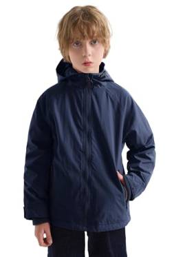 maoo garden Jungen Regenjacke Kinder wasserdicht leichtes Fleece gefüttert Windbreaker Navy 11-12Y von maoo garden