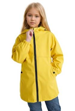 maoo garden Mädchen Regenjacken Kinder wasserdichter Regenmantel leichtes Blumenfutter Frühling Windbreaker 2112 gelb 11-12Y von maoo garden