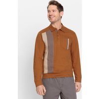 Witt Weiden Herren Langarm-Poloshirt cognac-gestreift von marco donati